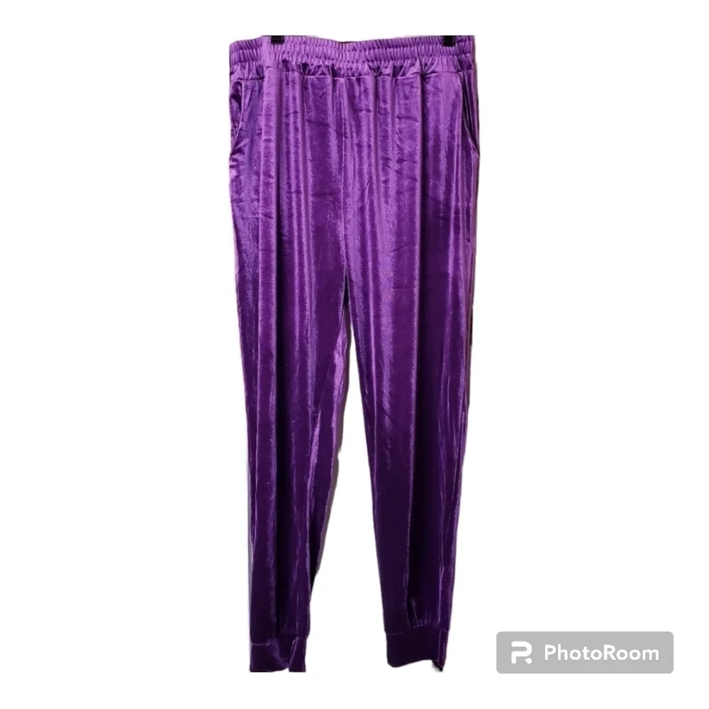 Purple Velour Jogger Set W/ Pockets